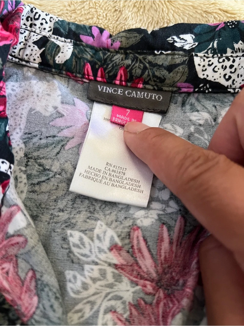 VINCE CAMUTO Girl's Leopard Jungle Botanical Print Dress Size 7